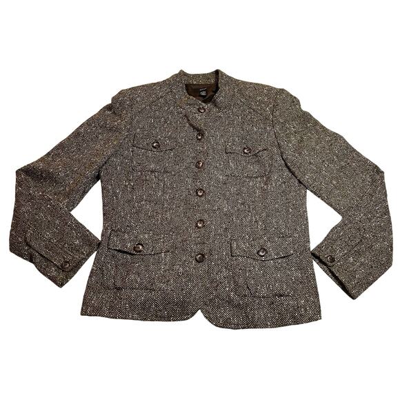 Alfani Tweed Button Up Blazer Jacket Size 12 Office Career Preppy Minimalist - Picture 1 of 8
